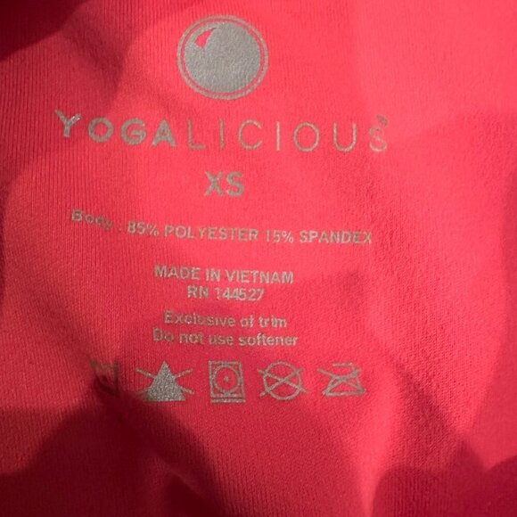 Yoga-Licious Coral Ribbon High-Waist Cropped Leggings Bow Detail NEW XS - Picture 6 of 7